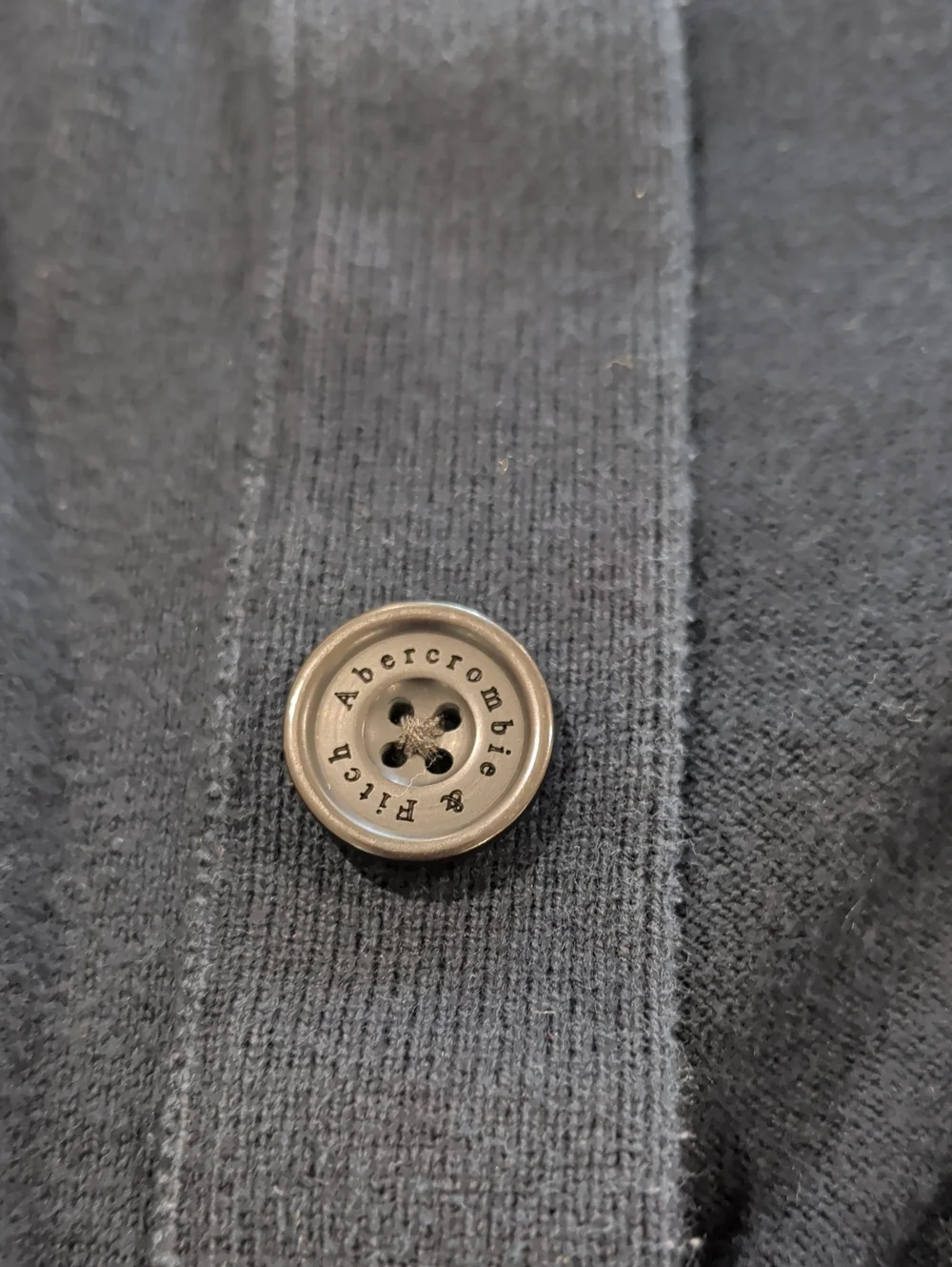 Abercrombie & Fitch Navy Button Cardigan with Contrast Moose